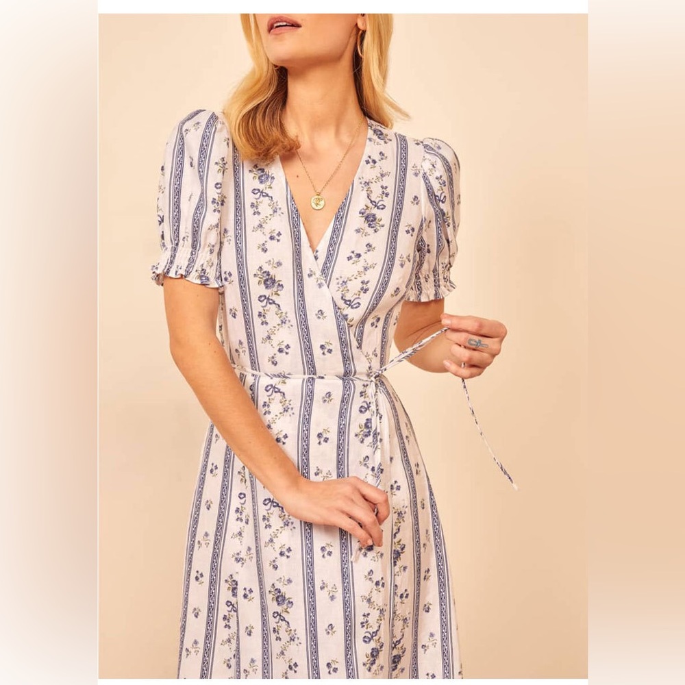 Linen midi wrap dress